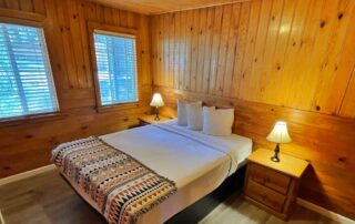 Cabin 19 at Sessions Retreat: Cozy wood interior with single bed, perfect for a nature retreat.