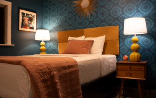 Single Bed, Private Bathroom, Groovy Lamp, Nightstands at Big Bear Hotel