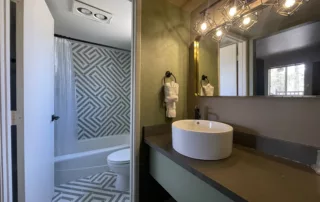 Industrial Lighting, Modern Sink & Bathtub in Big Bear Room